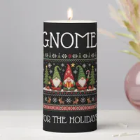 Funny Colorful Pixelated Gnome for the Holidays Pillar Candle