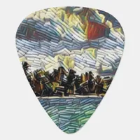 Abstract Caribbean Beach Brick Art Guitar Pick