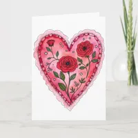 Red Roses and Heart Anniversary Valentine's Day Card