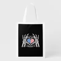 America Skull Skeleton Hand Artwork Editable Layer Grocery Bag