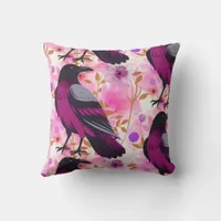 Watercolor Flowers Floral Raven Botanicals Throw Pillow