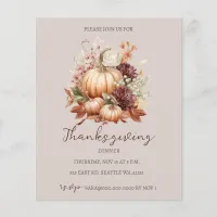 Budget Fall Floral Pumpkins Thanksgiving Invite