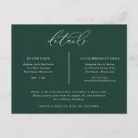 Emerald Wedding Details Elegant Enclosure Card