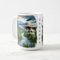 Double Exposure Bigfoot in Nature Personalized Coffee Mug
