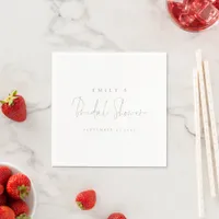 Minimalist Sage Script Name Date Bridal Shower Napkins