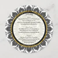 Black White Gold Wedding Sunflower Mandala Round Menu