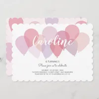 Pink Party Balloons Cute Birthday Invitation