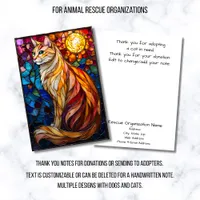 Stained Glass Cat Animal Rescue Organization  Thank You Card