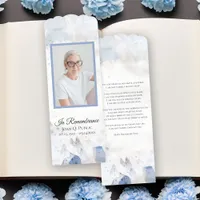 Blue Carnation Flower Funeral Memorial Prayer Card Bookmarks