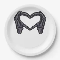 Hands Forming Skeleton Heart Hands Minimal Touch Paper Plates