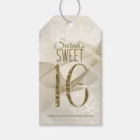 Sparkling Swirls Sweet Sixteen Gold ID652 Gift Tags