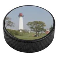 Guiding Lights: Long Beach Lighthouse Serenity Hockey Puck