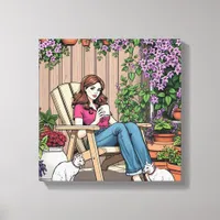 Relaxing Day | Women with Coffee, Cats and Plants Canvas Print