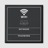 Modern WiFi Network Name & Password QR Code Black Magnet