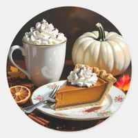 Hot Chocolate, Pumpkin Pie and Spice Autumn Classic Round Sticker