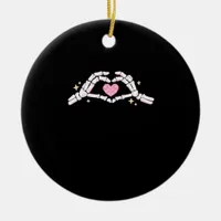 Skeleton Hands Heart Funny Ceramic Ornament