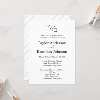 Minimalist Monogram Ampersand Custom White Wedding Invitation