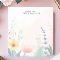 Wildflower Watercolor Pastel Personalized Notepad