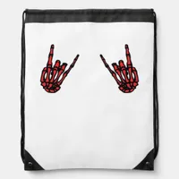 Skeleton Hand Heart Roll Red Classic Look Drawstring Bag
