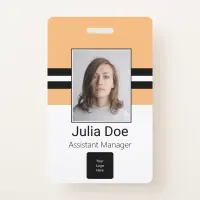 Custom Employee Name, Photo, Bar Code, Logo Badge