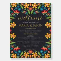 Mexican Floral Colorful Botanical Wedding Program Foam Board