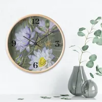 Ellis Rowan Blue White Water Lily Vintage Flowers Clock