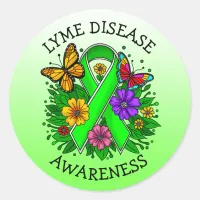 Lyme Disease Awareness Ribbon Classic Round Sticker