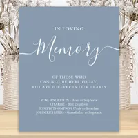 In Loving Memory Wedding Memorial Dusty Blue Poster