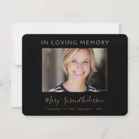 Black Blush In Loving Memory Photo Sympathy Thank You Card