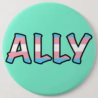 Trans Ally Hollow Letter | Mint Background  Button