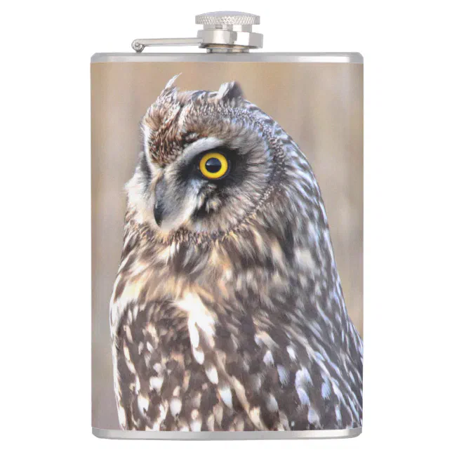 Portrait of a Short-Eared Owl Flask