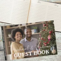 Mr & Mrs Wedding Photo Elegant Script Guest Book