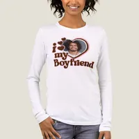 I Love My Boyfriend Photo Pink Brown Tri-Blend Shirt