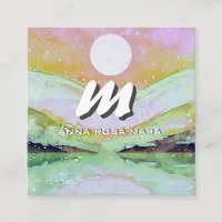 *~* QR SUN  Modern Abstract Landscape Nature AP93  Square Business Card