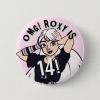 Cute Punk Teen Girl Pink Name 14th Birthday Button