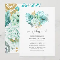 Mint Watercolor Floral Wedding Update Invitation