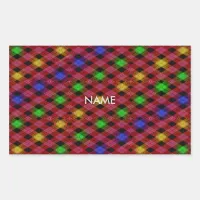 Gingham Check Multicolored Pattern Rectangular Sticker