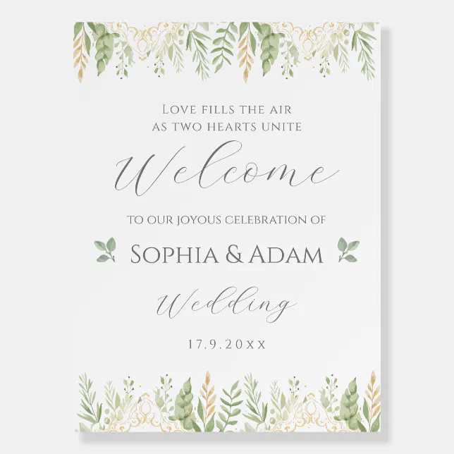 Rustic Watercolor Greenery Wedding Foam Board