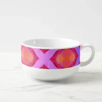 Funky Pink Orange Purple Geometric Pattern   Soup Mug