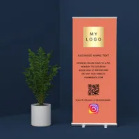 Business logo qr code instagram terracotta retractable banner