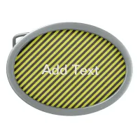 Thin Black and Yellow Diagonal Stripes Oval Belt Buckle