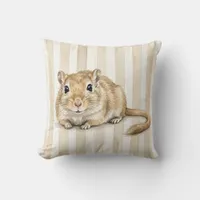 Watercolor Gerbil Pet Portrait Decorative Pillow