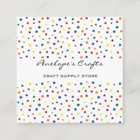 Rainbow Polka Dots Abstract Square Business Card