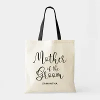 Black Modern Calligraphy Mother of the Groom Tote Bag