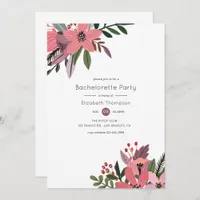 Modern Grandeur Plum and Pink Floral Bachelorette Invitation