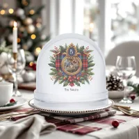 Vintage Plaid Monogram Christmas Holiday Photo Snow Globes