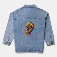 Contemporary Artistic Design of Crucified Figure Denim Jacket