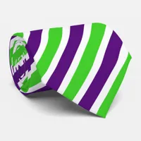 [Purple and Green] Narrow Stripes Neck Tie