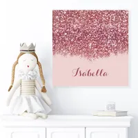Personalized Pink Glitter Name Art Faux Canvas Print