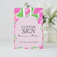 One in Melon Custom Pink Watermelon  Sign Invitation